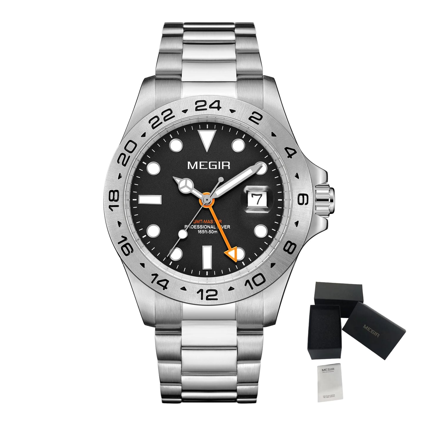 MEGIR Original Luxury Men Analogue Quartz Watch Luminous 5ATM Waterproof Business WristWatch Stainless Steel Clock Montre Homme