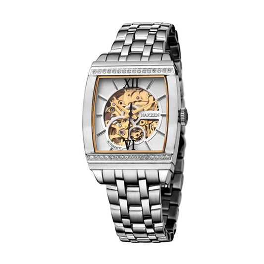 NAKZEN Rectangle Automatic Mechanical Men Watches Unique Design Tourbillon Skeleton Watch Luxury Valuable Male Clock Wrist Watch