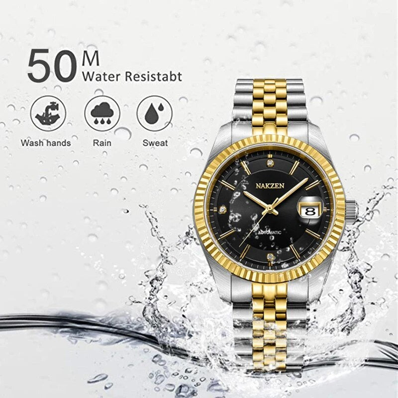 NAKZEN Watch Luxury Men Automatic Mechanical Tourbillon Clock Fashion Sapphire Glass Stainless Steel Waterproof Watches NH35 Mov