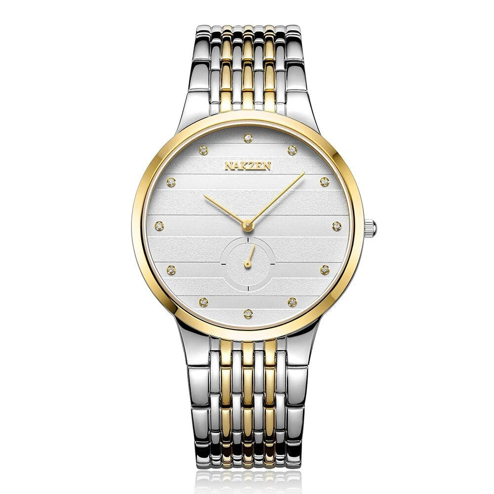 NAKZEN Diamond Men Watch Luxury Brand Sapphire Watches Mens Stainless Steel Black Gold Wristwatch Male Clock Relogio Masculino