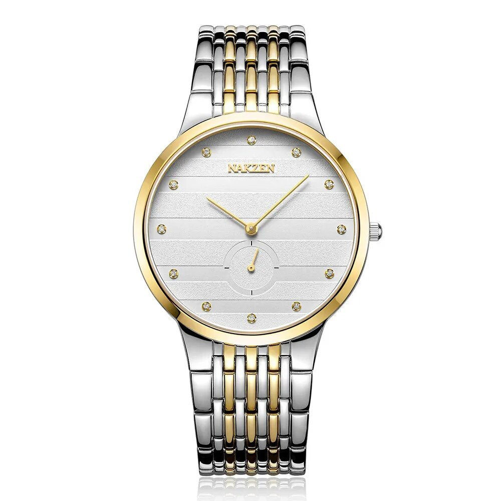 NAKZEN Diamond Men Watch Luxury Brand Sapphire Watches Mens Stainless Steel Black Gold Wristwatch Male Clock Relogio Masculino