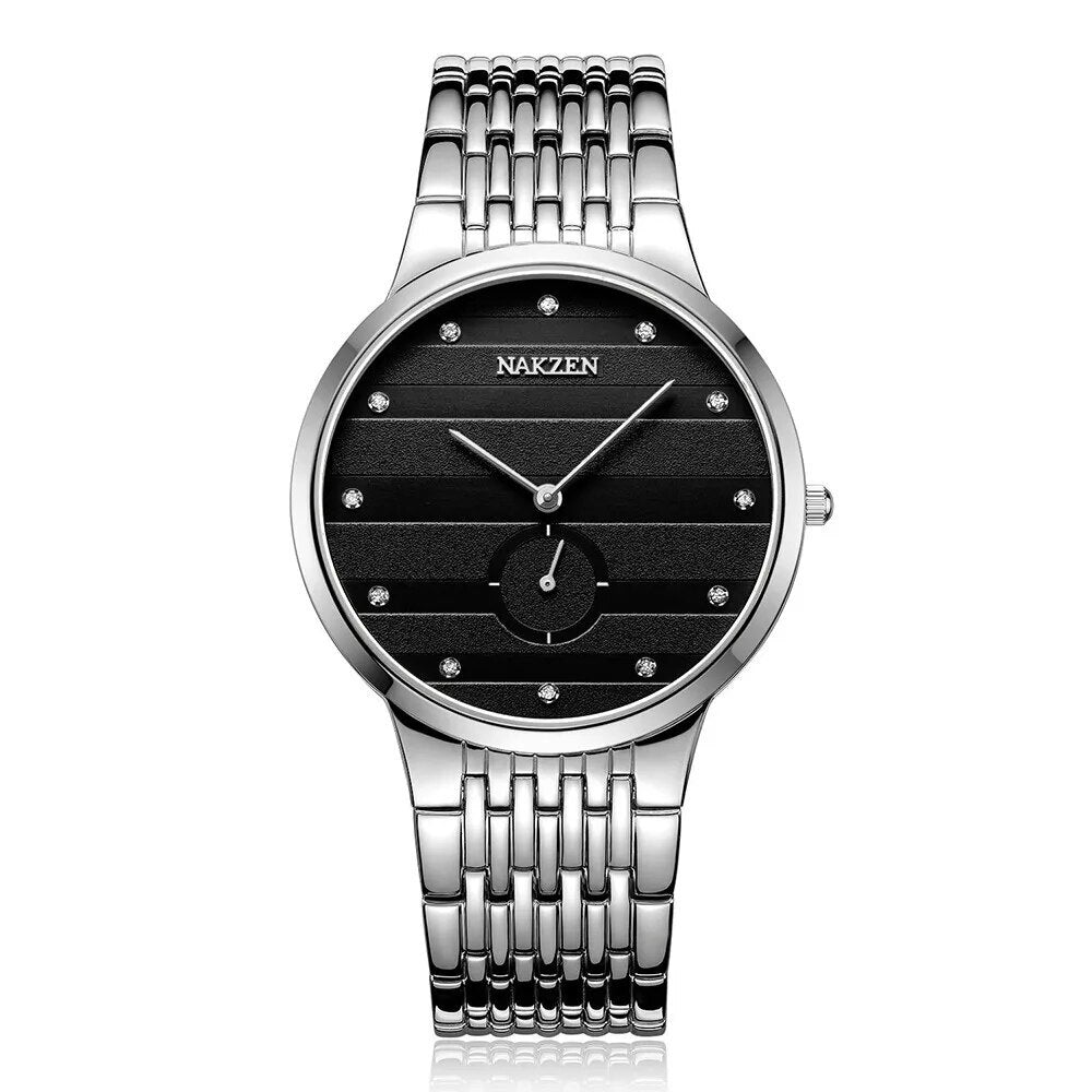 NAKZEN Diamond Men Watch Luxury Brand Sapphire Watches Mens Stainless Steel Black Gold Wristwatch Male Clock Relogio Masculino