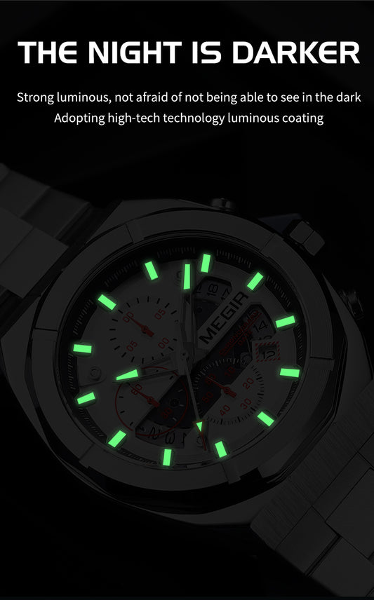 MEGIR New Watch for Men Top Brand Luxury Casual Quartz Wristwatch with Chronograph Waterproof Luminous Auto Date Reloj Hombre
