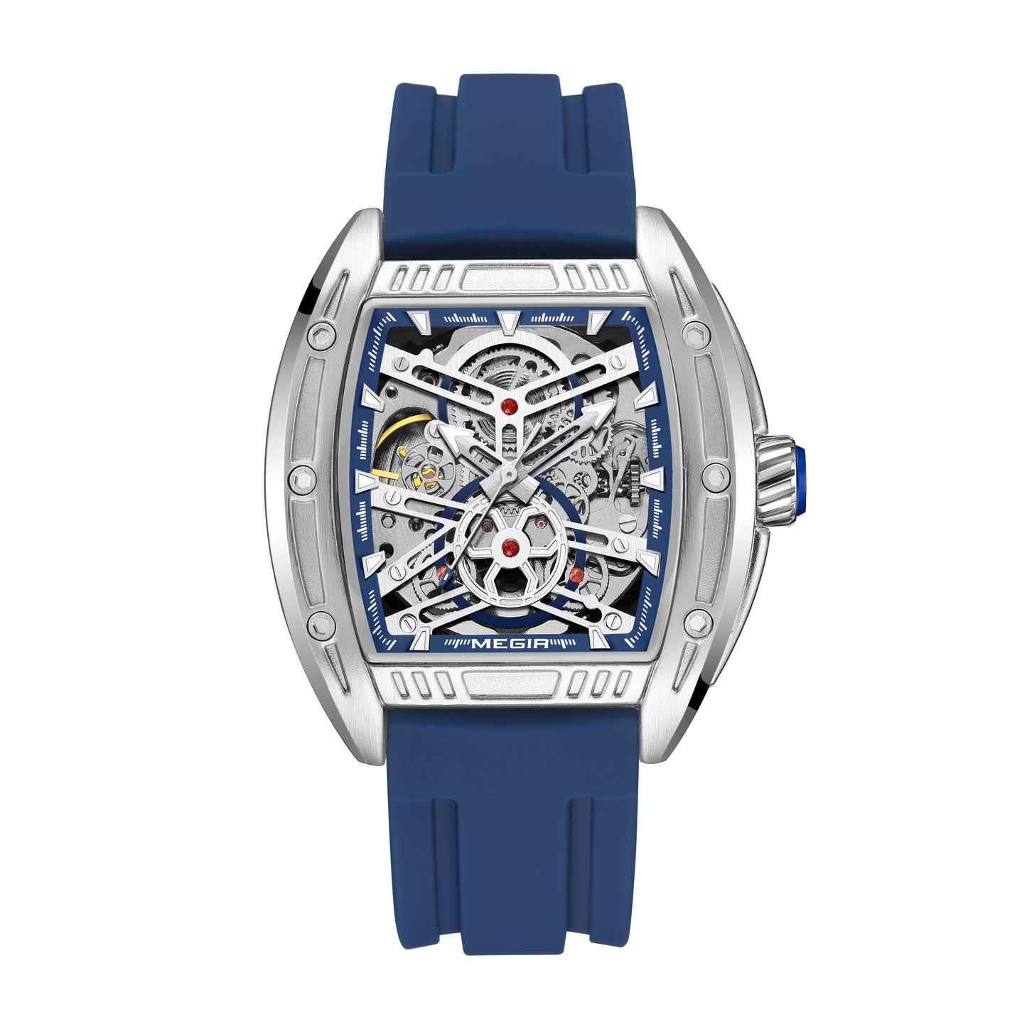MEGIR Original Luxury Sport Watch for Men Silicone Band Automatic Mechanical Movement WristWatches Luminous Clock Reloj Hombre