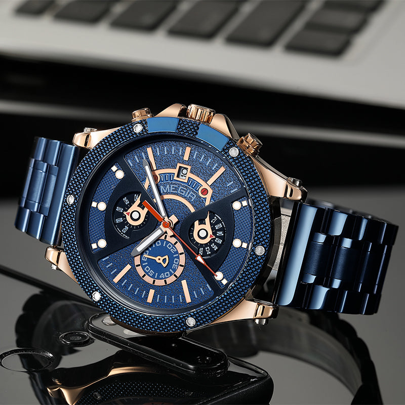 MEGIR Men's Business Watch Top Brand Luxury Quartz Wristwatch Fashion Waterproof Man Military Clock Calendar Reloj Hombre 2216