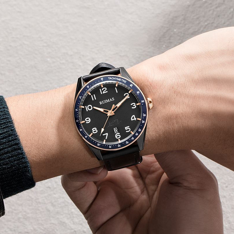 RUIMAS Men Quartz Watches Luxury Leather Sports Quartz Wristwatches Waterproof Luminous Casual Clock Auto Date Relogio Masculino