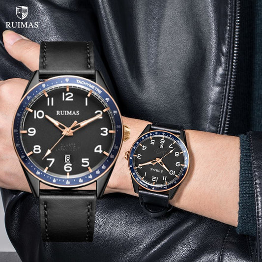 RUIMAS Men Quartz Watches Luxury Leather Sports Quartz Wristwatches Waterproof Luminous Casual Clock Auto Date Relogio Masculino