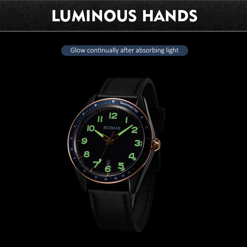 RUIMAS Men Quartz Watches Luxury Leather Sports Quartz Wristwatches Waterproof Luminous Casual Clock Auto Date Relogio Masculino