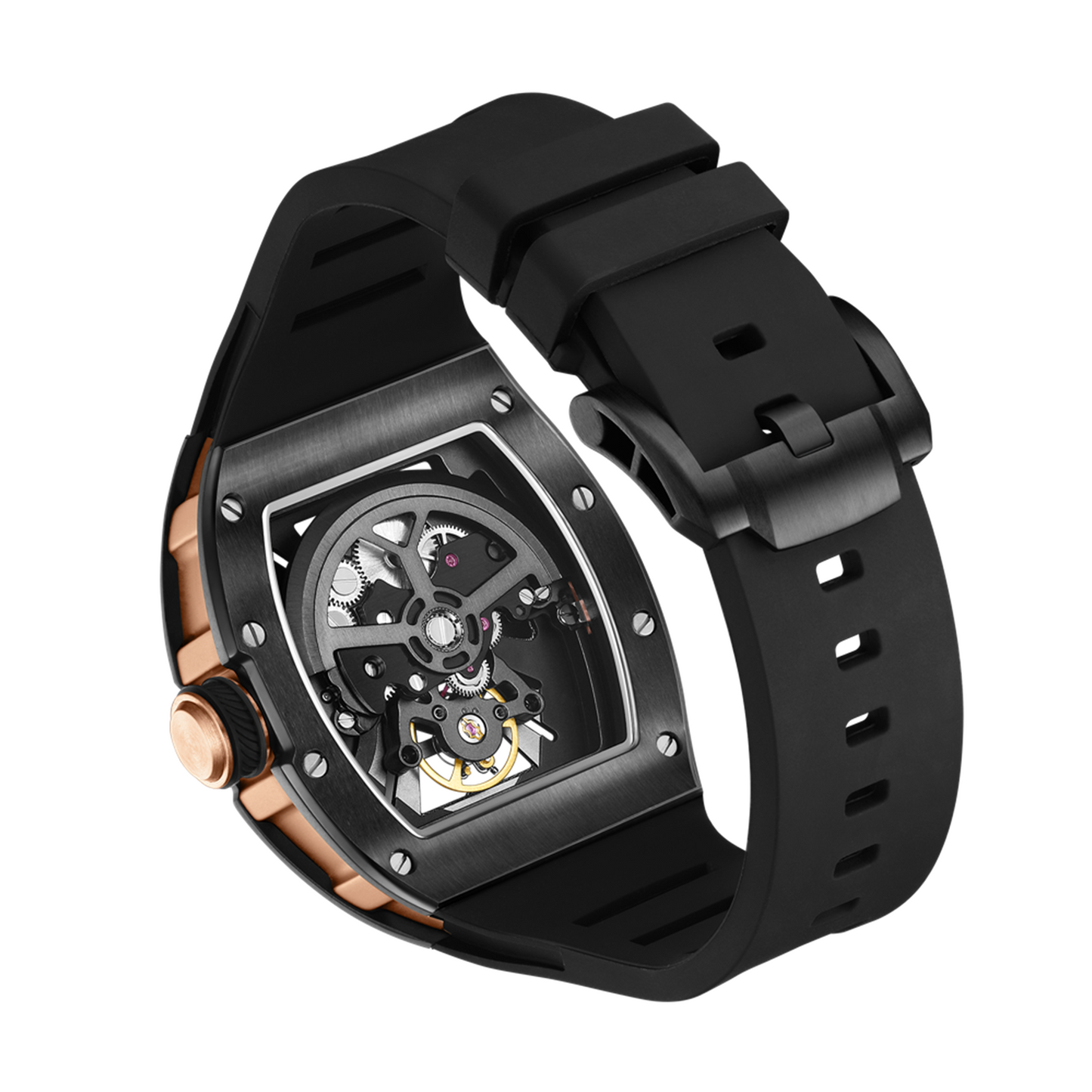 New Skeleton Dial Men's Watch Stainless Steel Case Automatic Mechanical Wristwatches 30M Waterproof Sports Watches Gift 9190-4