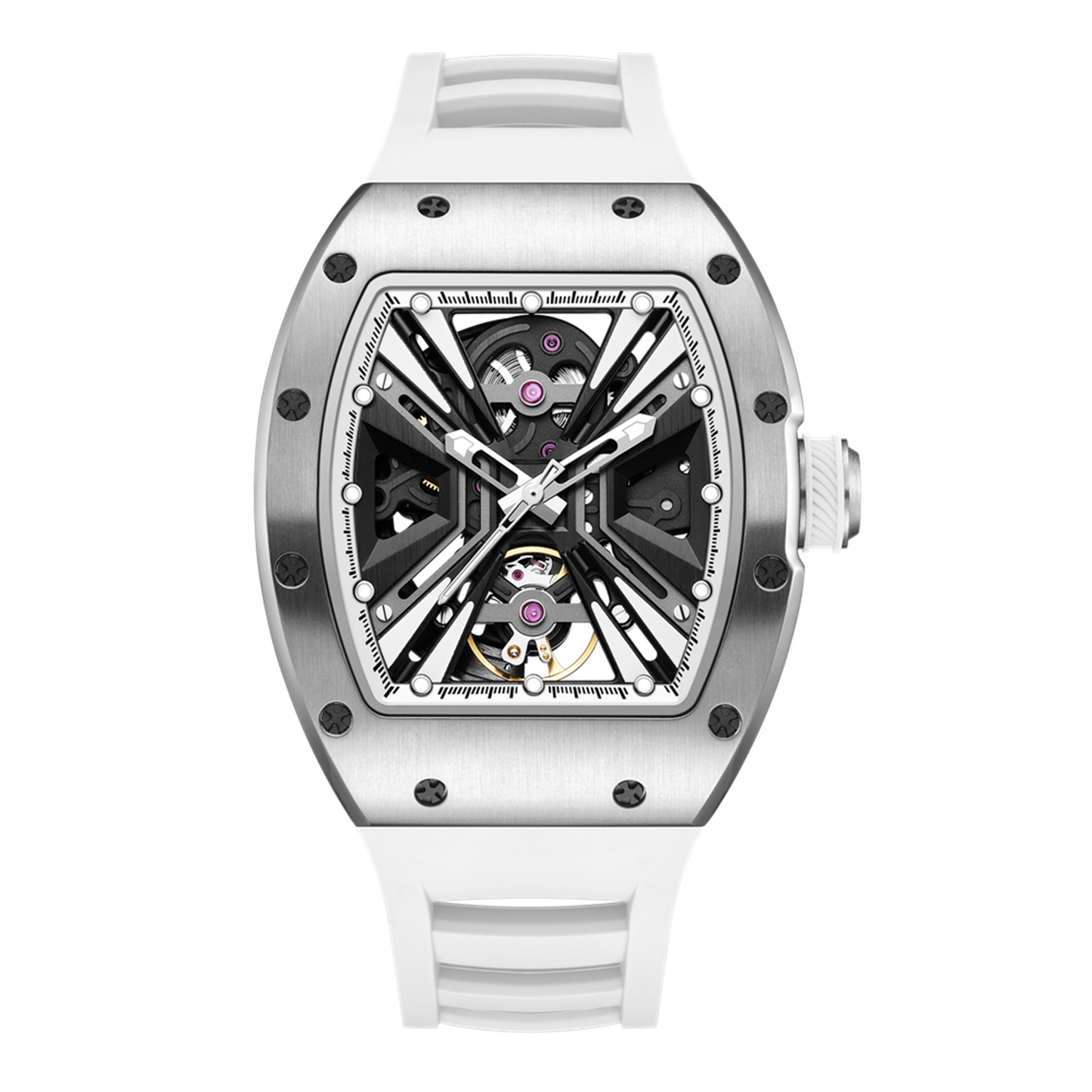 New Skeleton Dial Men's Watch Stainless Steel Case Automatic Mechanical Wristwatches 30M Waterproof Sports Watches Gift 9190-4