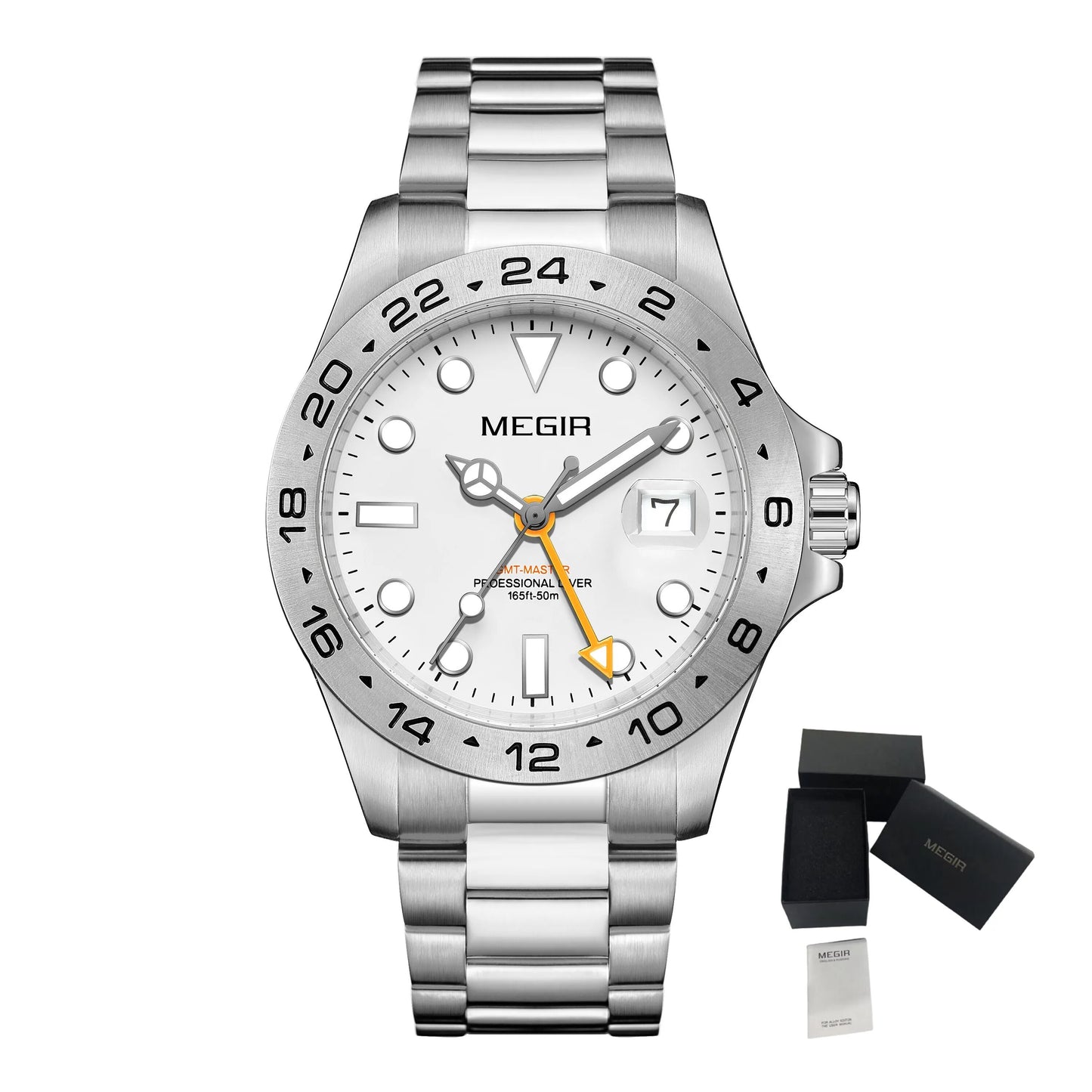 MEGIR Original Luxury Men Analogue Quartz Watch Luminous 5ATM Waterproof Business WristWatch Stainless Steel Clock Montre Homme