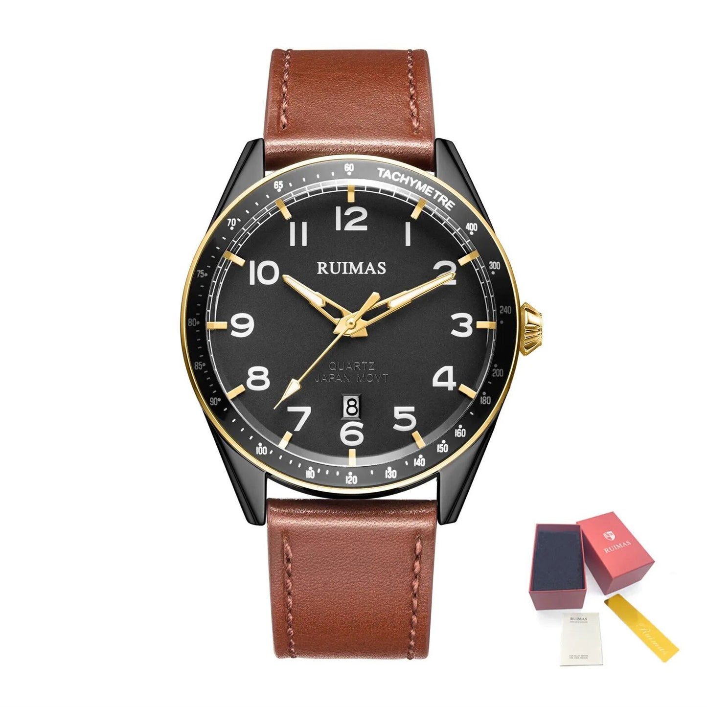 RUIMAS Men Quartz Watches Luxury Leather Sports Quartz Wristwatches Waterproof Luminous Casual Clock Auto Date Relogio Masculino