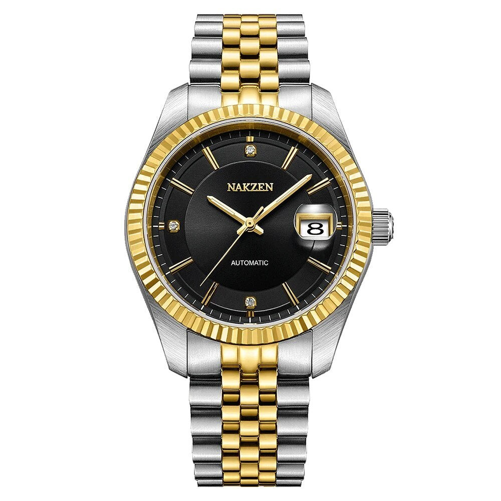 NAKZEN Watch Luxury Men Automatic Mechanical Tourbillon Clock Fashion Sapphire Glass Stainless Steel Waterproof Watches NH35 Mov