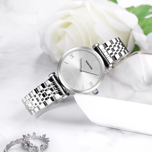2021 New NAKZEN Luxury Crystal Watch Women Waterproof Rose Gold Steel Strap Ladies Wrist Watches Top Brand Bracelet Clock Relogi