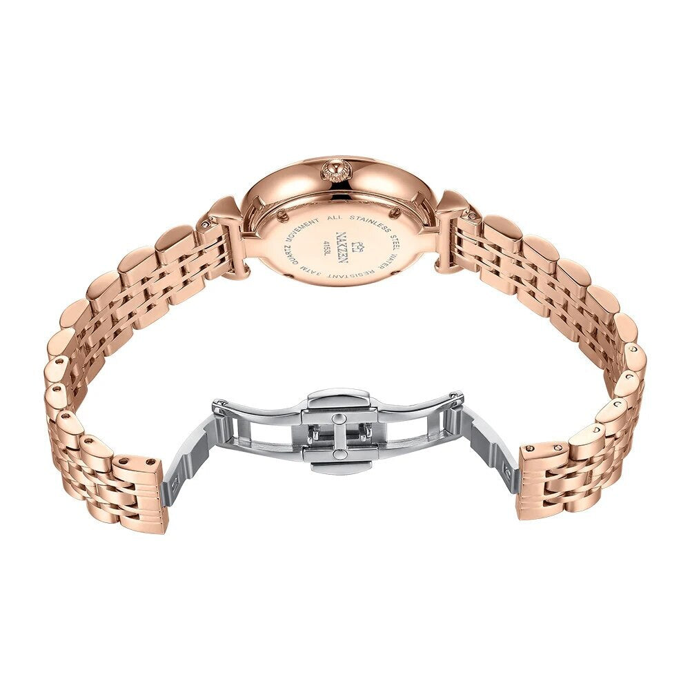 2021 New NAKZEN Luxury Crystal Watch Women Waterproof Rose Gold Steel Strap Ladies Wrist Watches Top Brand Bracelet Clock Relogi