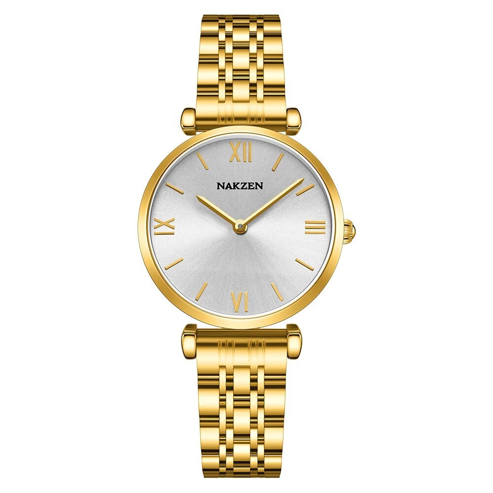 2021 New NAKZEN Luxury Crystal Watch Women Waterproof Rose Gold Steel Strap Ladies Wrist Watches Top Brand Bracelet Clock Relogi
