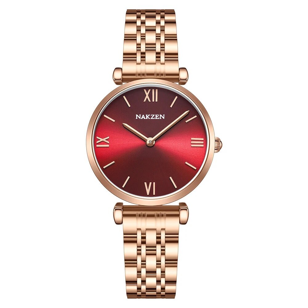 2021 New NAKZEN Luxury Crystal Watch Women Waterproof Rose Gold Steel Strap Ladies Wrist Watches Top Brand Bracelet Clock Relogi