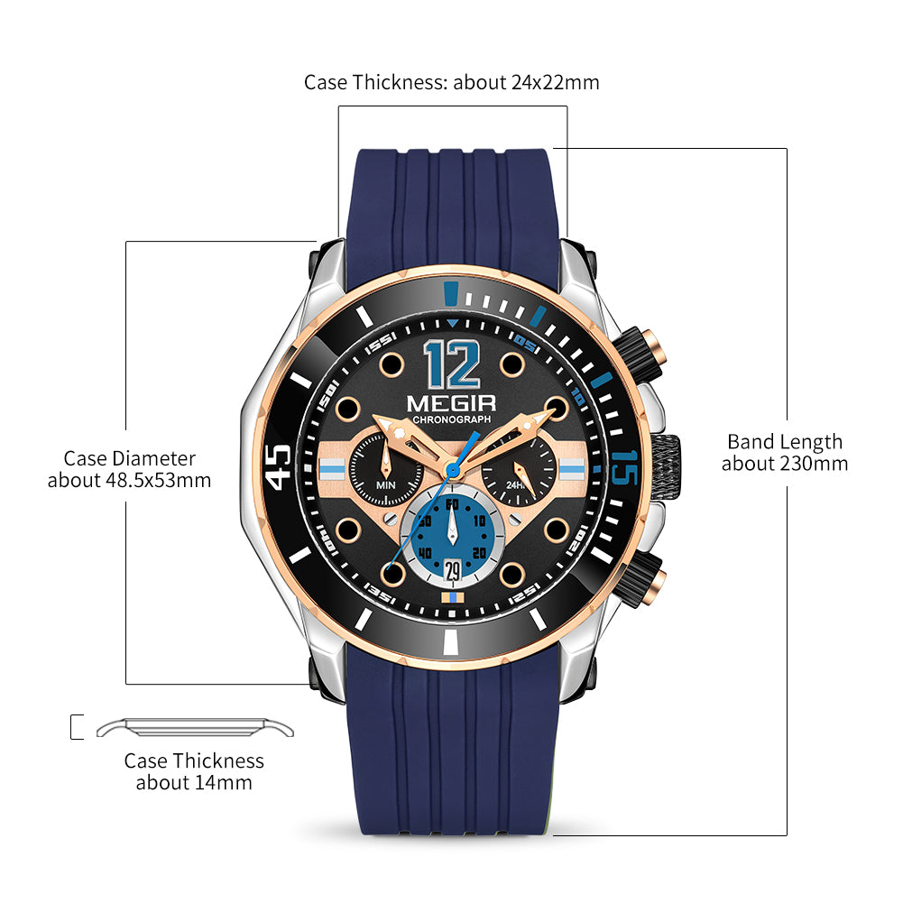 MEGIR Men Sport Military Watches Luminous Waterproof Male Chronograph Clock Luxury Casual Big Dial Wrist Watches Reloj Hombre