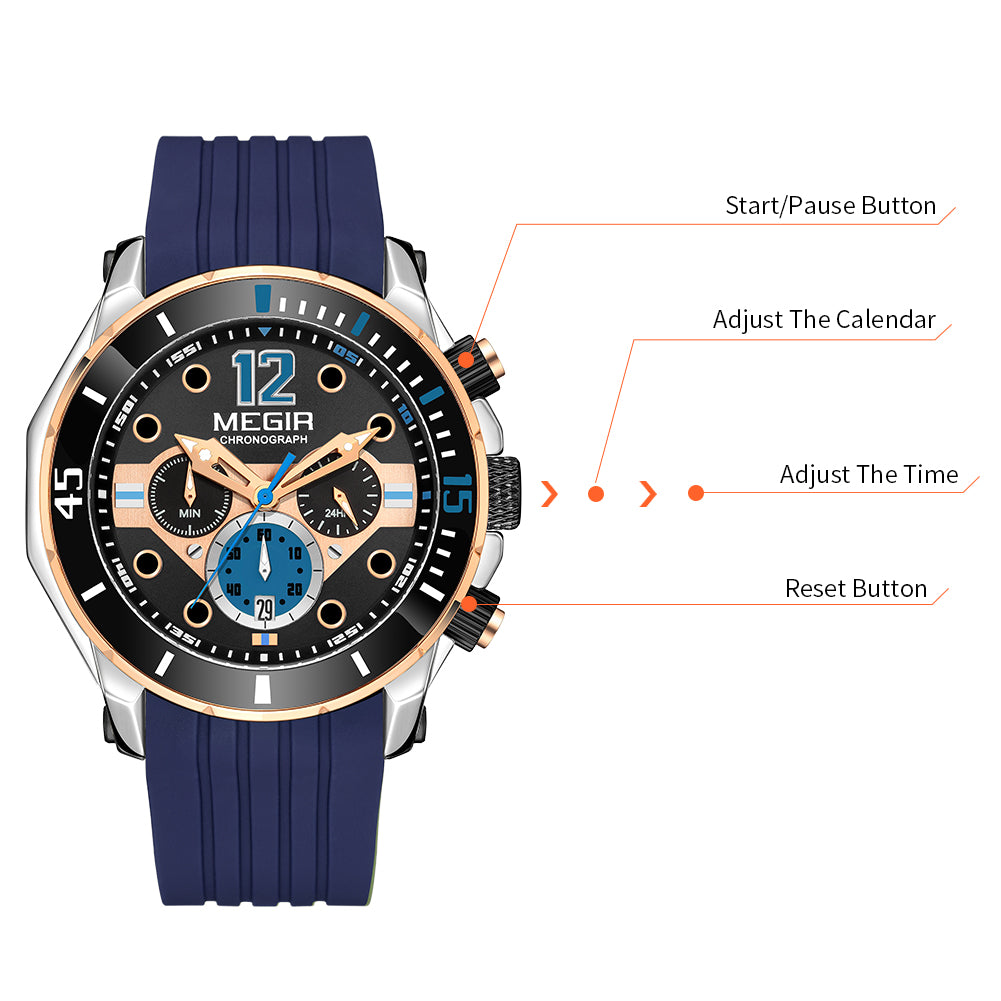 MEGIR Men Sport Military Watches Luminous Waterproof Male Chronograph Clock Luxury Casual Big Dial Wrist Watches Reloj Hombre