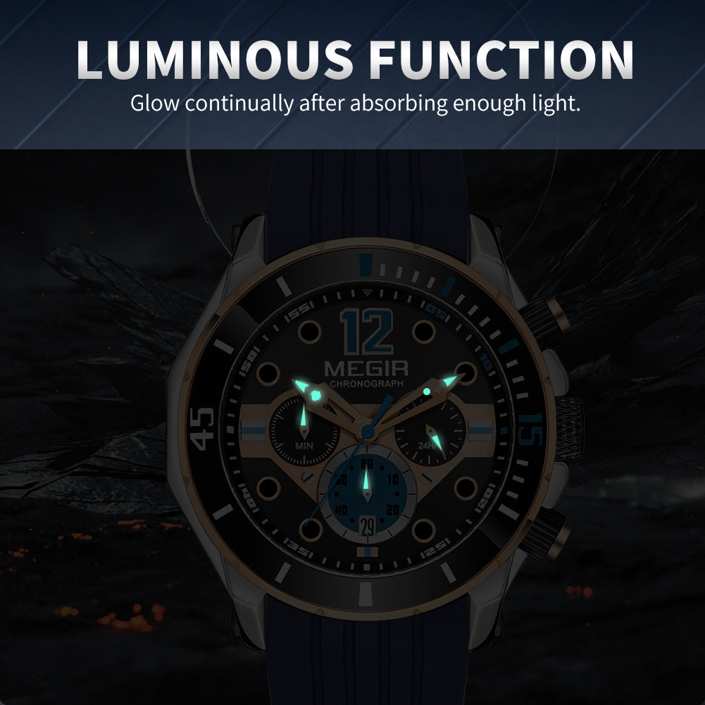 MEGIR Men Sport Military Watches Luminous Waterproof Male Chronograph Clock Luxury Casual Big Dial Wrist Watches Reloj Hombre