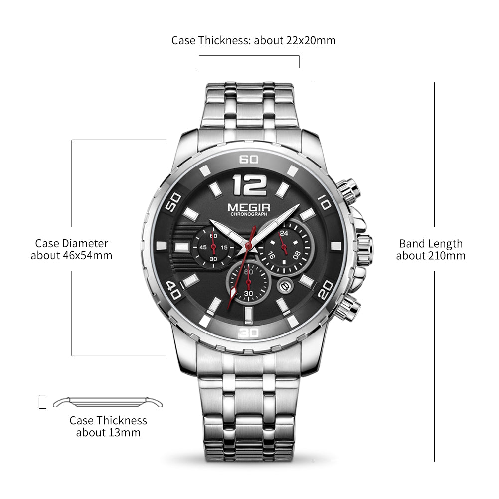 MEGIR Chronograph Quartz Men Watch Top Brand Luxury Military Wrist Watches Clock Men Relogio Masculino Business Wristwatch