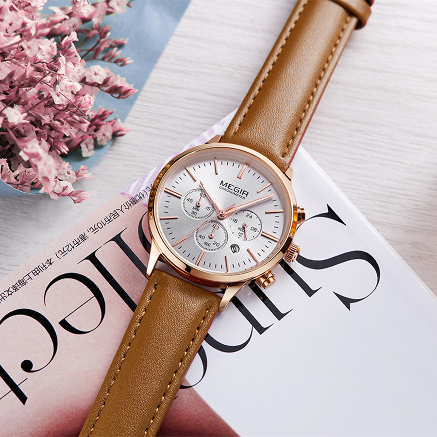 MEGIR Women Casual Watches Leather Strap Ladies Wristwatches Top Brand Luxury Fashion Female Dress Clock Relogio Feminino 2011L