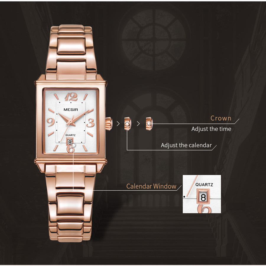 MEGIR White Women's Watches Top Brand Luxury Waterproof Woman Watch Bracelet Fashion Stainless Steel Band Wrist Watch for Women