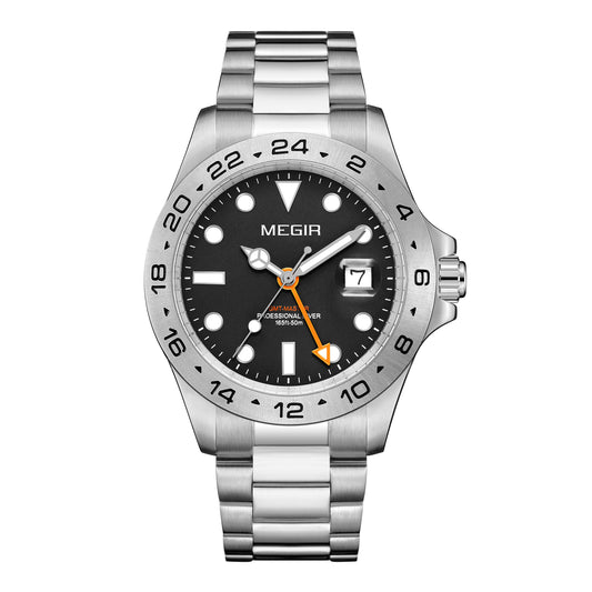 MEGIR Original Luxury Men Analogue Quartz Watch Luminous 5ATM Waterproof Business WristWatch Stainless Steel Clock Montre Homme