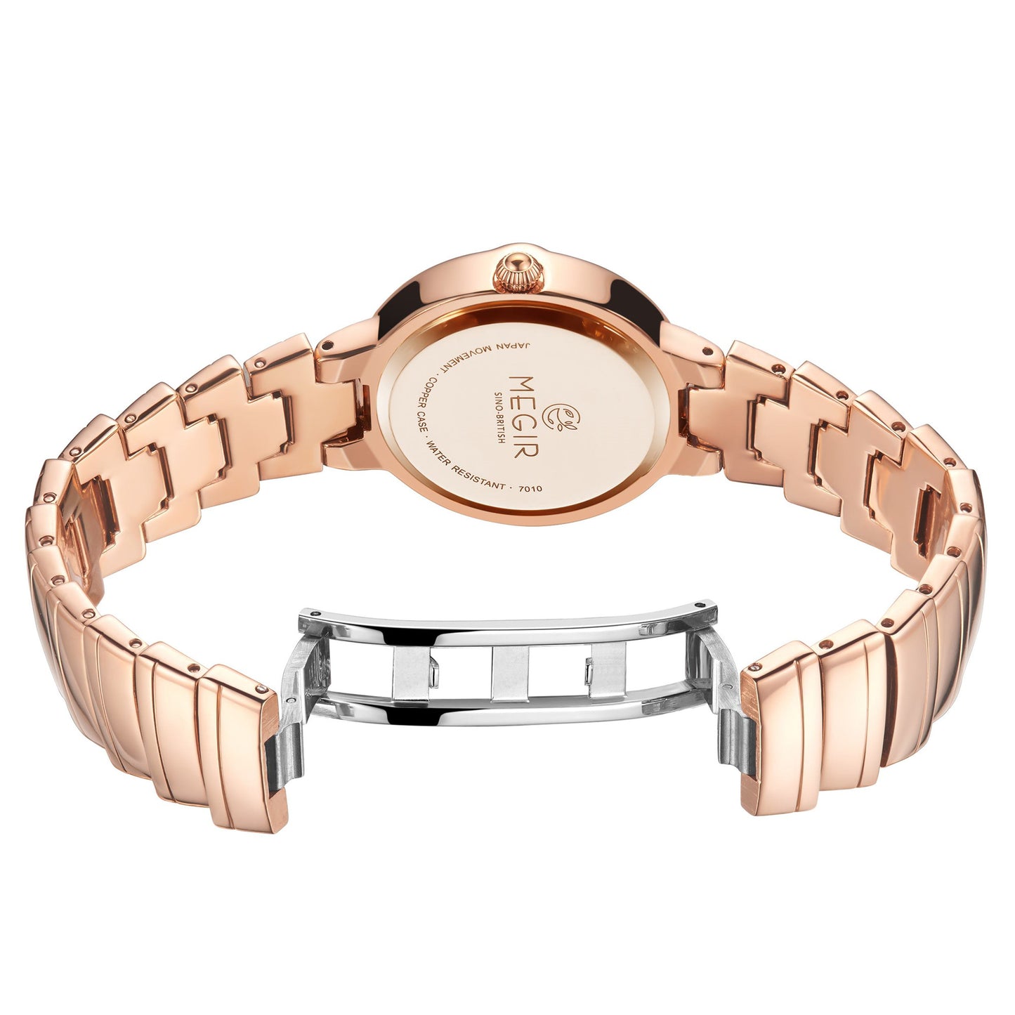 MEGIR Luxury Stainless Steel Strap Watches for Women Fashion Casual Quartz WristWatch Ladies Big Dial Dress Clock Reloj Hombre