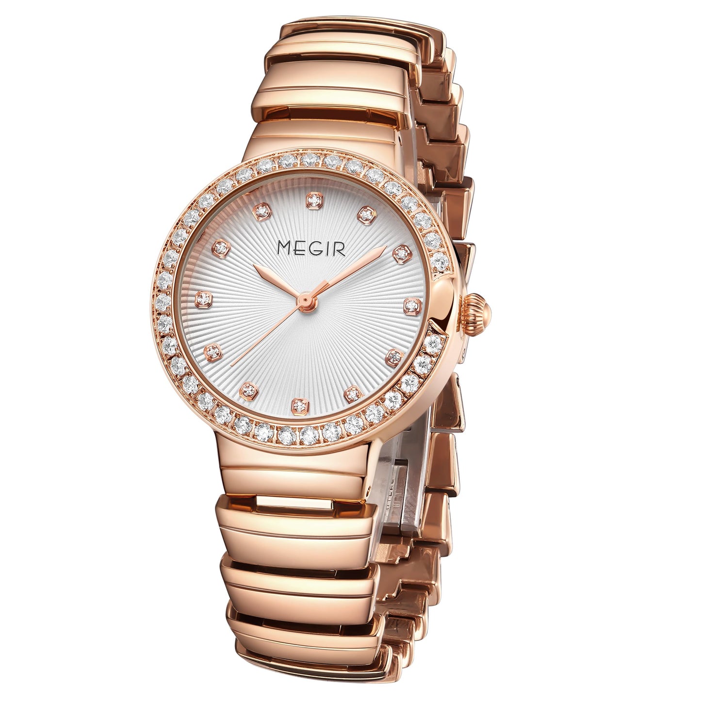 MEGIR Luxury Stainless Steel Strap Watches for Women Fashion Casual Quartz WristWatch Ladies Big Dial Dress Clock Reloj Hombre