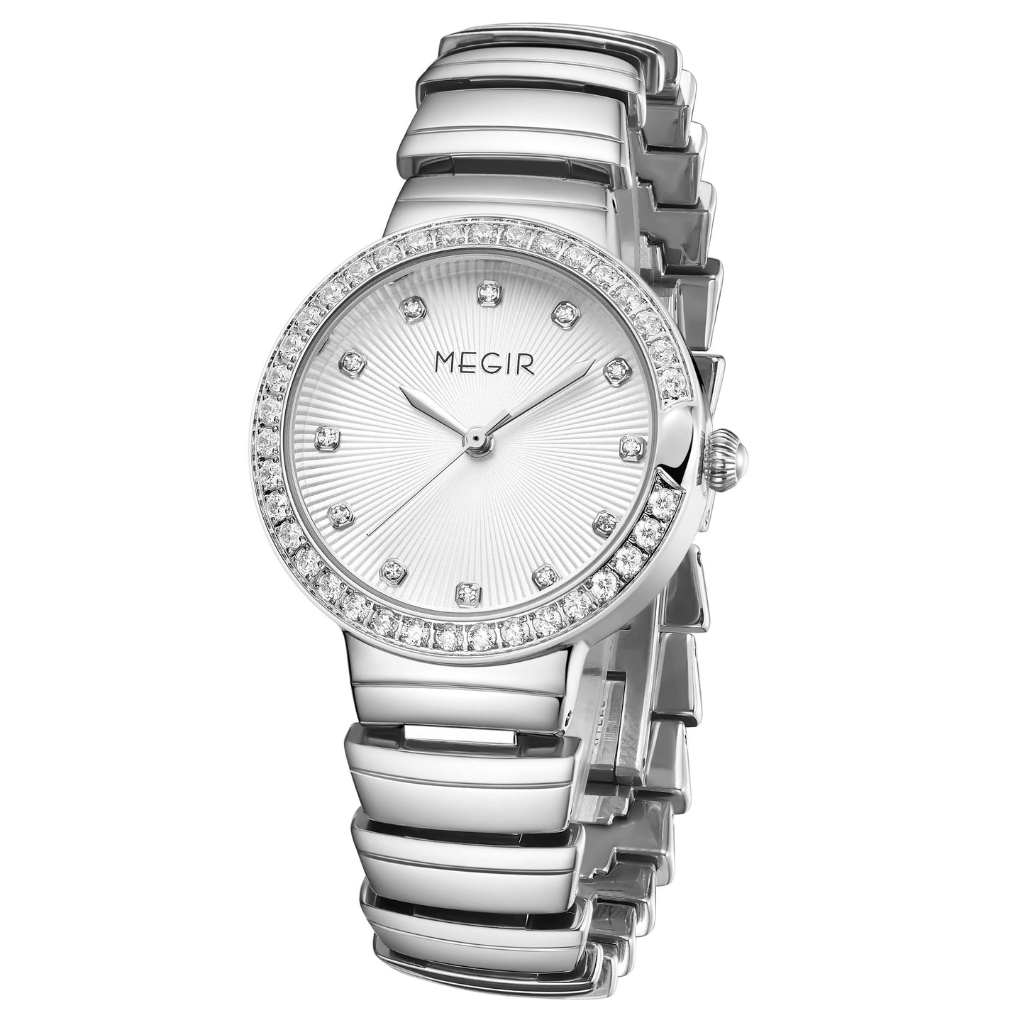 MEGIR Luxury Stainless Steel Strap Watches for Women Fashion Casual Quartz WristWatch Ladies Big Dial Dress Clock Reloj Hombre
