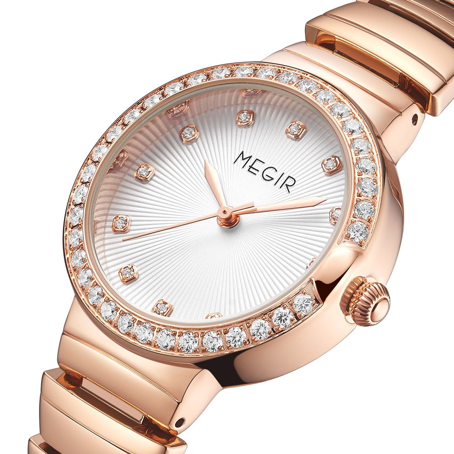 MEGIR Luxury Stainless Steel Strap Watches for Women Fashion Casual Quartz WristWatch Ladies Big Dial Dress Clock Reloj Hombre