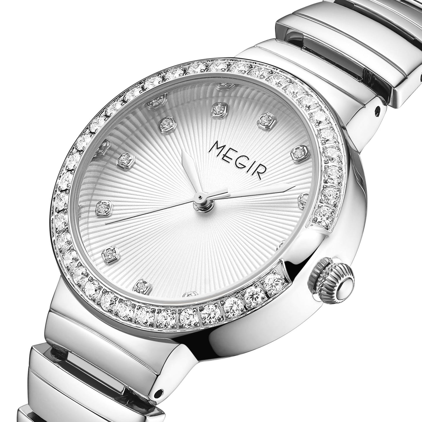 MEGIR Luxury Stainless Steel Strap Watches for Women Fashion Casual Quartz WristWatch Ladies Big Dial Dress Clock Reloj Hombre