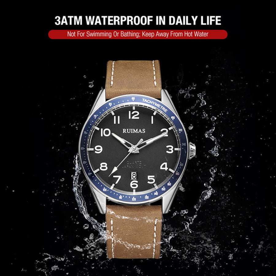 RUIMAS Men Quartz Watches Luxury Leather Sports Quartz Wristwatches Waterproof Luminous Casual Clock Auto Date Relogio Masculino