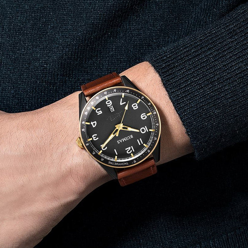 RUIMAS Men Quartz Watches Luxury Leather Sports Quartz Wristwatches Waterproof Luminous Casual Clock Auto Date Relogio Masculino