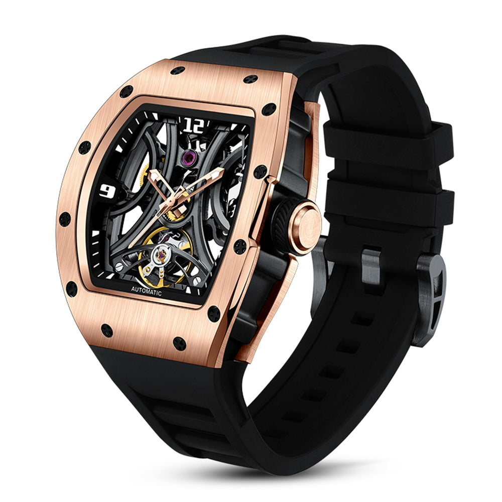 New Skeleton Big Dial Mechanical Watch for Men Fashion Luminous Automatic Movement Wristwatch Stainless Steel Case Clock 9190-11