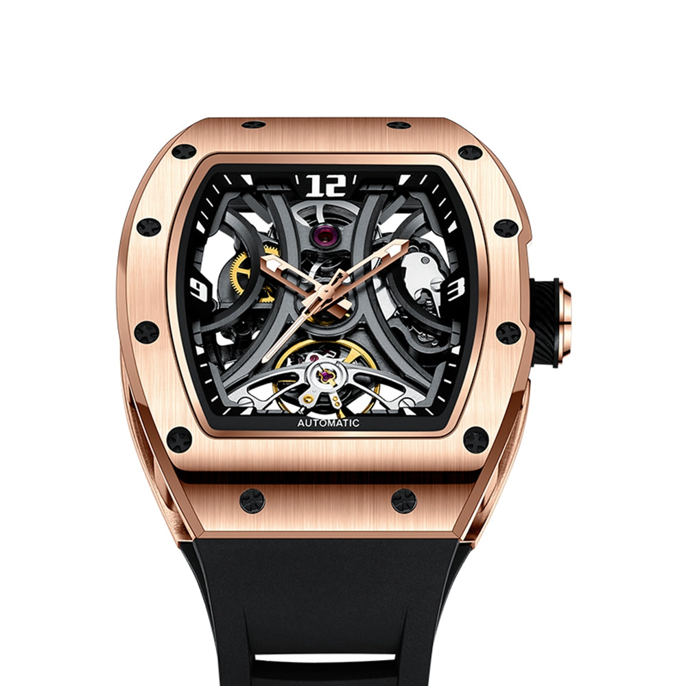 New Skeleton Big Dial Mechanical Watch for Men Fashion Luminous Automatic Movement Wristwatch Stainless Steel Case Clock 9190-11