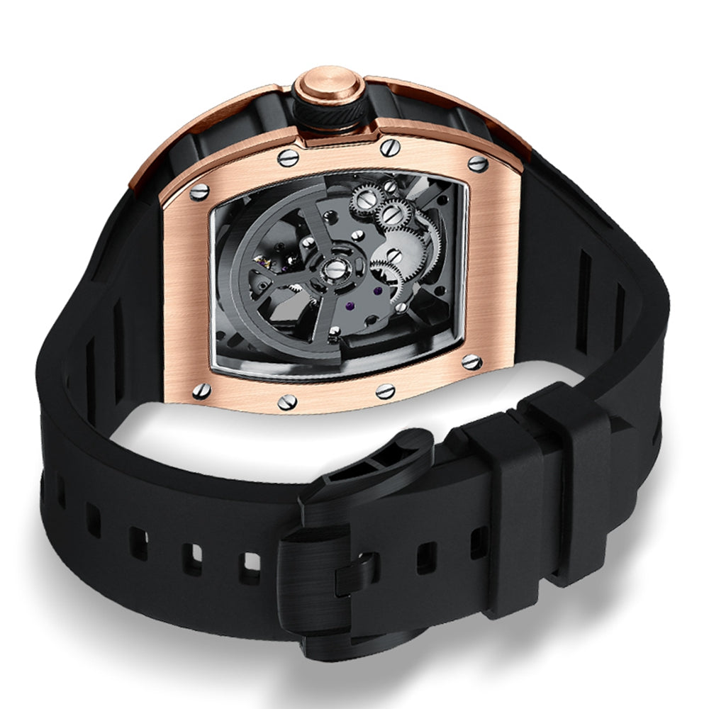 New Skeleton Big Dial Mechanical Watch for Men Fashion Luminous Automatic Movement Wristwatch Stainless Steel Case Clock 9190-11