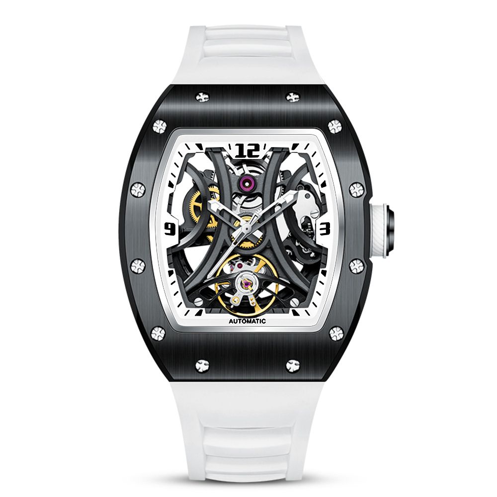 New Skeleton Big Dial Mechanical Watch for Men Fashion Luminous Automatic Movement Wristwatch Stainless Steel Case Clock 9190-11