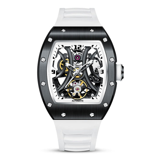 New Skeleton Big Dial Mechanical Watch for Men Fashion Luminous Automatic Movement Wristwatch Stainless Steel Case Clock 9190-11