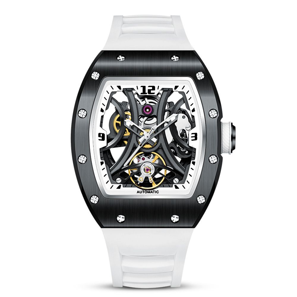 New Skeleton Big Dial Mechanical Watch for Men Fashion Luminous Automatic Movement Wristwatch Stainless Steel Case Clock 9190-11