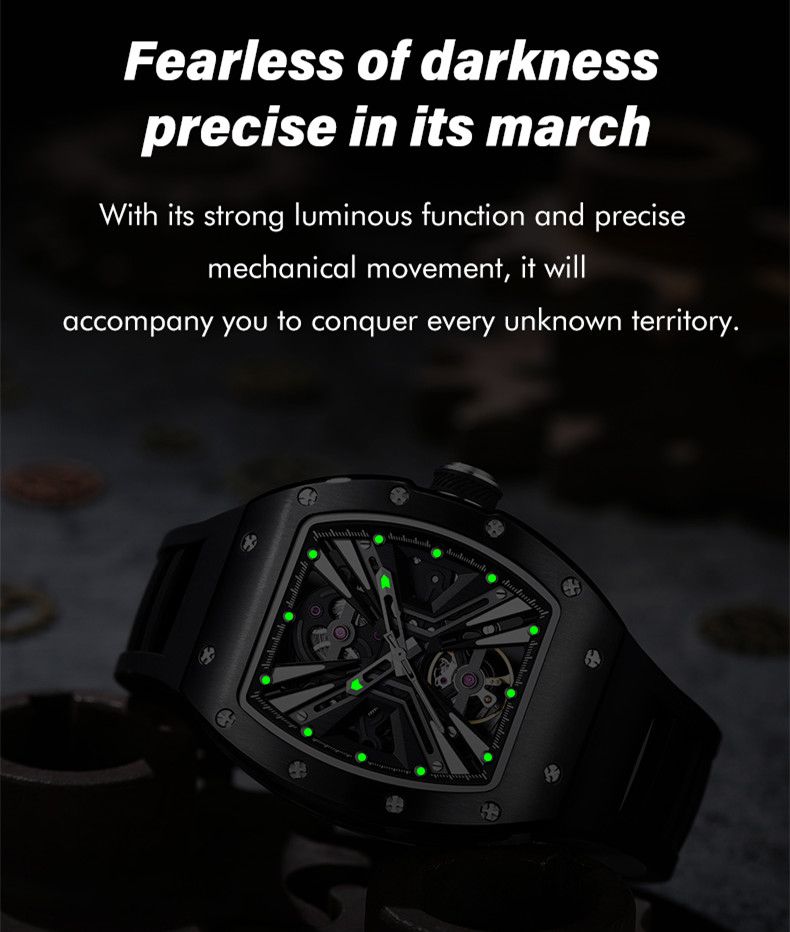 New Skeleton Dial Men's Watch Stainless Steel Case Automatic Mechanical Wristwatches 30M Waterproof Sports Watches Gift 9190-4