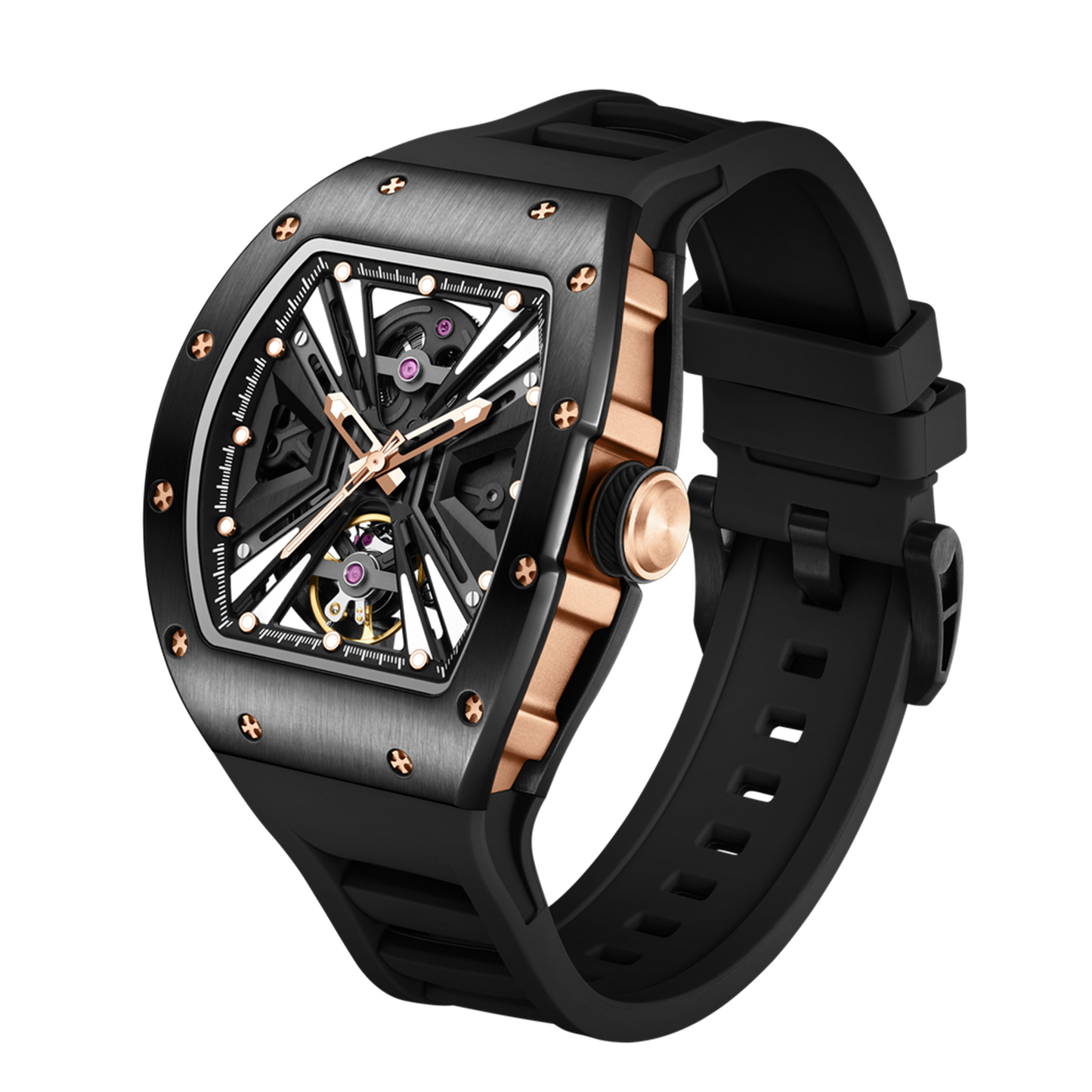 New Skeleton Dial Men's Watch Stainless Steel Case Automatic Mechanical Wristwatches 30M Waterproof Sports Watches Gift 9190-4