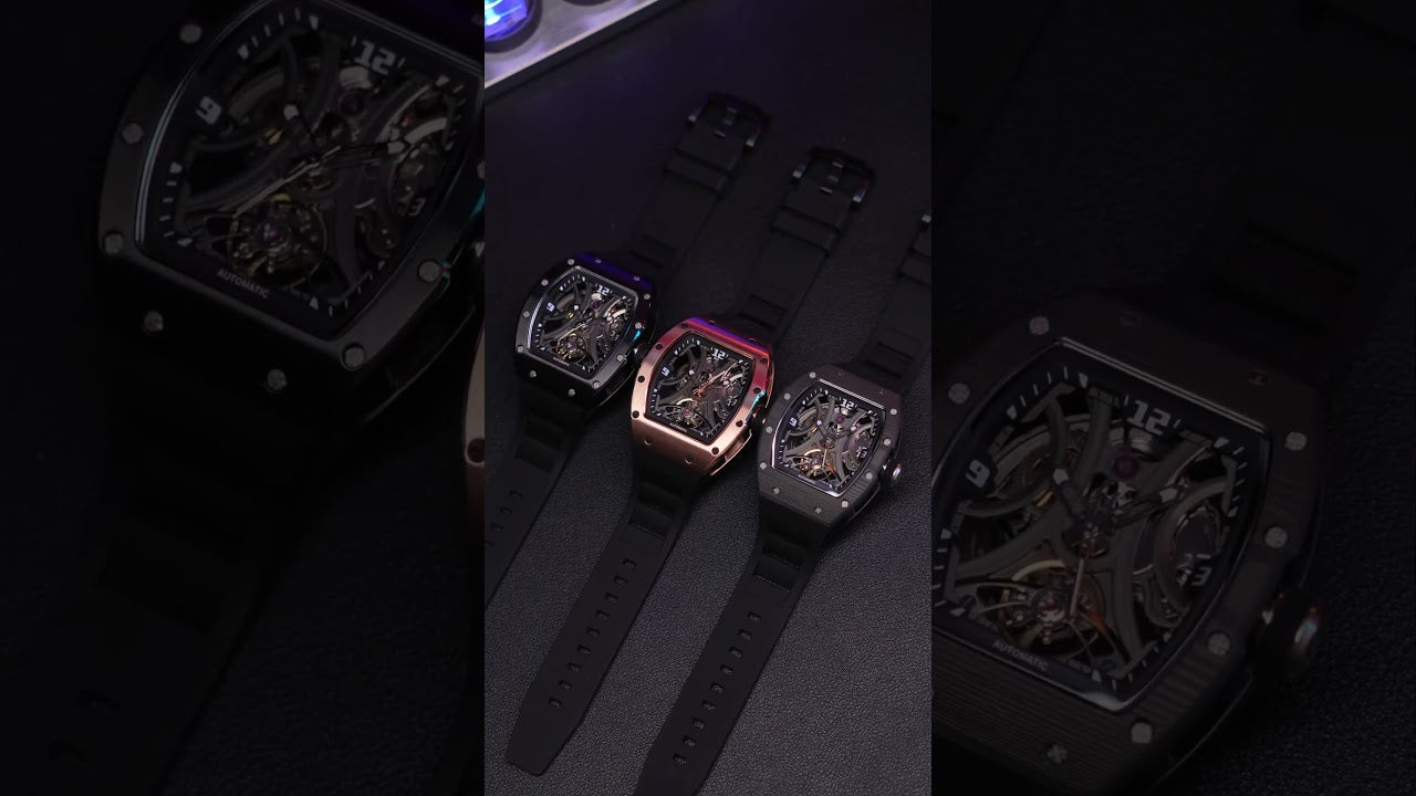 New Skeleton Big Dial Mechanical Watch for Men Fashion Luminous Automatic Movement Wristwatch Stainless Steel Case Clock 9190-11